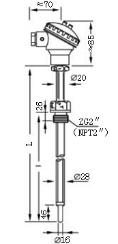 煙道、風道熱電偶